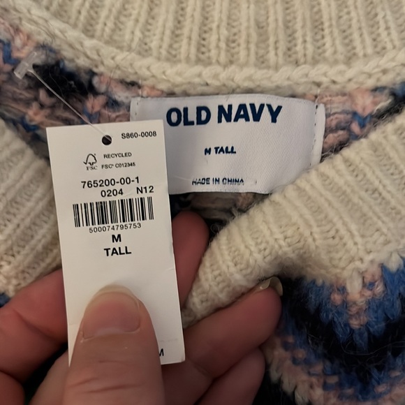 New Old Navy Blue Fair Isle Chunky Knit Sweater - Picture 5 of 9